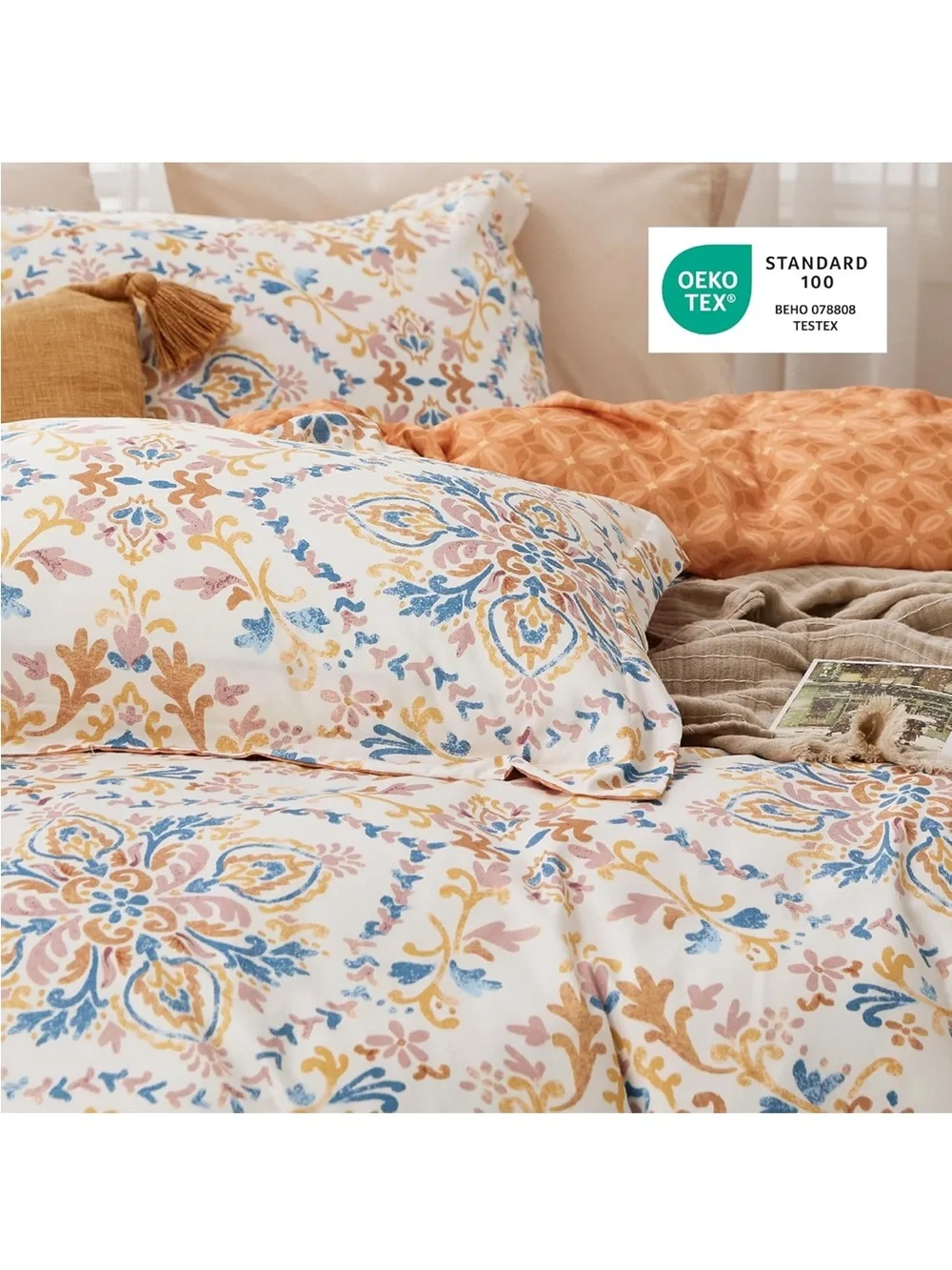 NEW Bedsure Duvet Cover King Size. Reversible Floral Pattern with Zipper Closure
